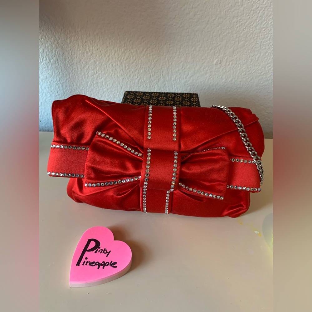 Dolce & Gabanna d&g red satin bow clutch